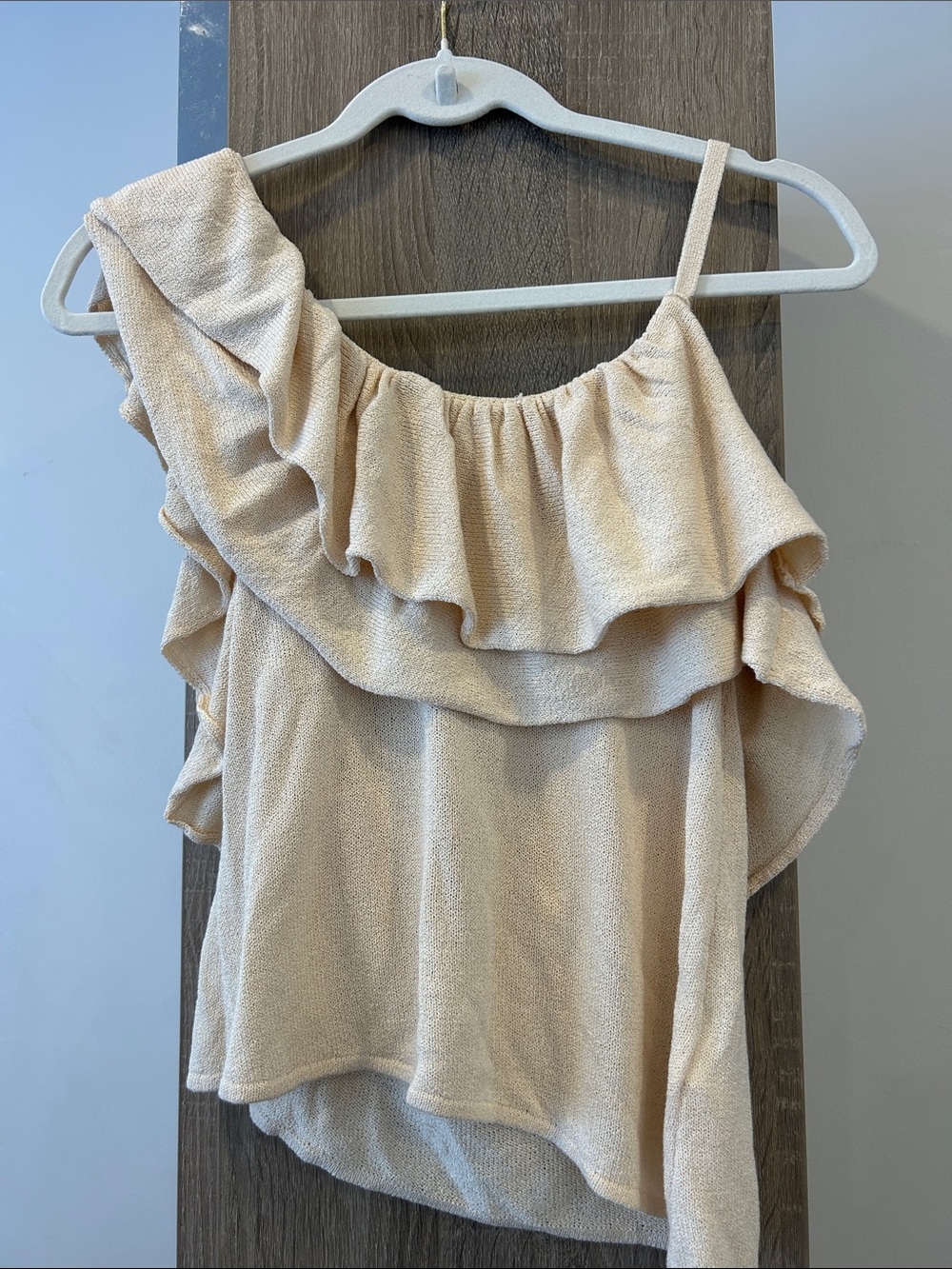 Zara Cream One-Shoulder Ruffle Camisole